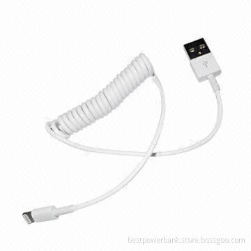 Mobile Phone USB Cable with Spring Cable for iPhone 5, White Color